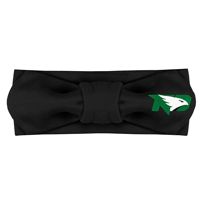 Creative Knitwear North Dakota Fighting Hawks Infant Girls Black Solid Hair Knot Headband Embroidered Logo - Size Newborn - 4T