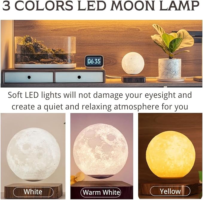MOOCCI Levitating Moon Lamp, Floating Moon Lamp Magnetic Levitation Moon Light Gifts for Girls, Boys, Children and Teenagers