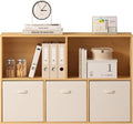 5 Cube Storage Organizer Bookshelf, Closed Back Display Bookcase, Cubby Shelf for Home Office, Living Room, Kids Room, Large Capacity Toy Storage, 35.98" L x 9.45" W x 24.09" H, Natural Wood