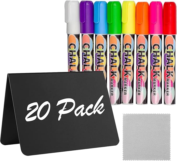 Mini Chalkboard Signs for Food, 20Pcs Small Food Labels for Party Buffet Food Signs, Reusable and Reserved Table Sign, Catering Supplies Buffet Display Food Tags Place Cards, with 8Pcs Chalk Markers