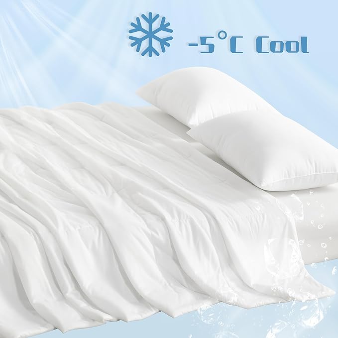 NTBAY Cooling Blanket King, 104x90 Inches - Lightweight Summer Bed Blanket for Hot Sleepers, Japanese Double-Sided Q-Max 0.45 Cooling Fabric, White
