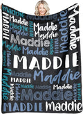 Dr.TOUGH Personalized Blankets with Name Customized Baby Blankets for Girls Boys Adults Personalized Name Blanket for Kids Adults (Black-Blue,50''×60'')