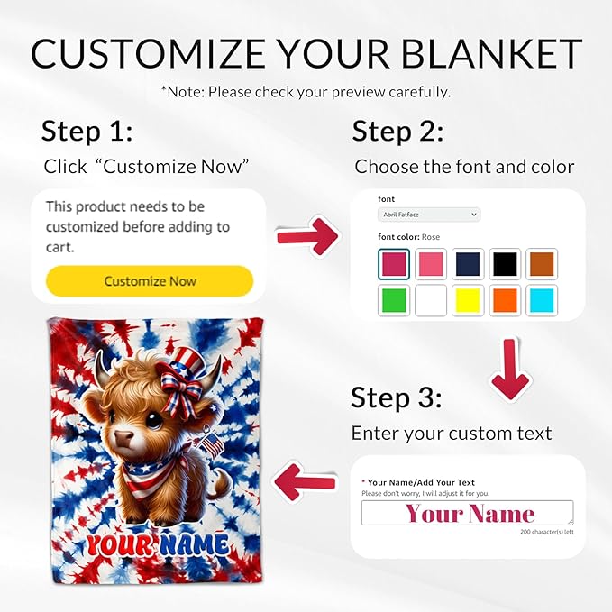 Custom Highland Cow Blanket Gifts - 40" x 50" Inches Girls Throw Blanket for Cow Lovers - Cozy Furry Throw for Sofa, Couch & Living Room