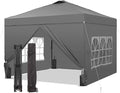 GDY 12x12 Pop Up Canopy Tent with 4 Sidewalls, Easy Set up with One Push Lift Outdoor Silver Coated Beach Gazebos, Carpas for Pool, Events, Parties, and Camping, Gray.