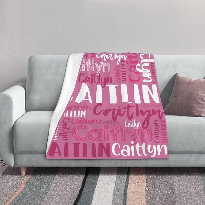 Dr.TOUGH Personalized Blankets with Name Customized Baby Blankets for Girls Boys Adults Monogrammed Blankets and Throws Christmas Birthday Mothers Fathers Valentines Day Gift (Petal Pink, 40''×50'')