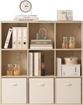 Bookshelf 9-Cube Storage Organizer, Sturdy Wooden Bookcase with Closed Back Panel, Multipurpose Display Shelf for Home Office, Bedroom, Study, 35.98" L x 9.45" W x 35.91" H, White Oak