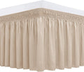 Biscaynebay Wrap Around Bed Skirts for King & Cal King Beds 19" Long Drop, Sand Adjustable Elastic Dust Ruffles Easy Fit Wrinkle Resistant Silky Luxurious Fabric Machine Washable