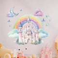 CRYPTONITE Rainbow Wall Decal for Girls Bedroom | Watercolor Castle Vinyl Sticker for Nursery Wall Decor | Cute Stickers for Kids Room, Windows, or Furniture | 3 Sizes (Wide 40" x 35" Height (Large))