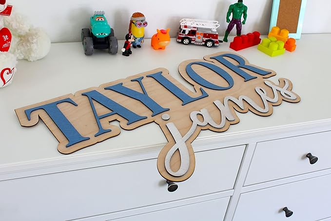 Large Wood Nursery Sign | Nursery name sign for Kids | Custom Wood Name Sign | 3D Wood Baby Name Sign (Purple)