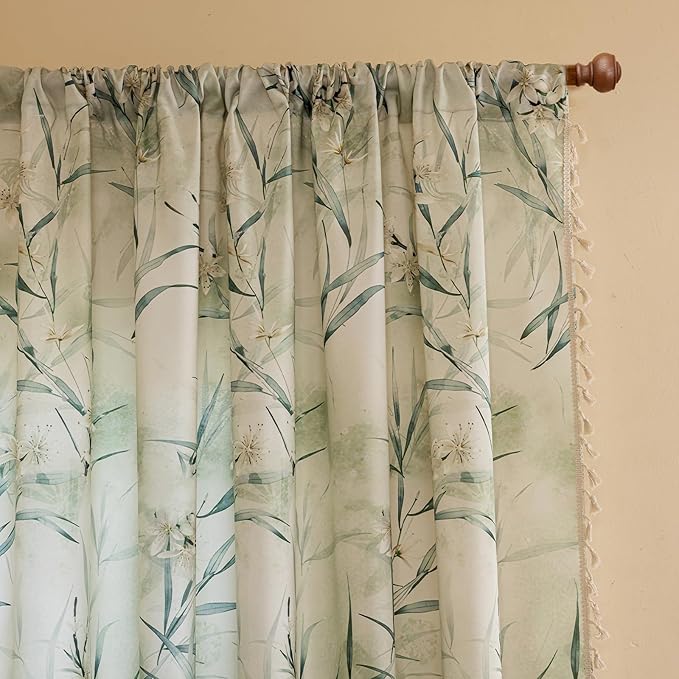 ENJOYBRIDAL White Floral 84 Inch Curtains 2 Panel Set Bedroom Boho Drapes Semi Sheer Dining Room Living Room Rod Pocket Window Curtain Panels Floor Length Farmhouse Country Cute Chic Window Treatments