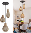 Rattan Pendant Light,3-Lights Hand Woven Chandelier,Boho Ceiling Hanging Light for Kitchen Island Dining Room, Bedroom Restaurant.