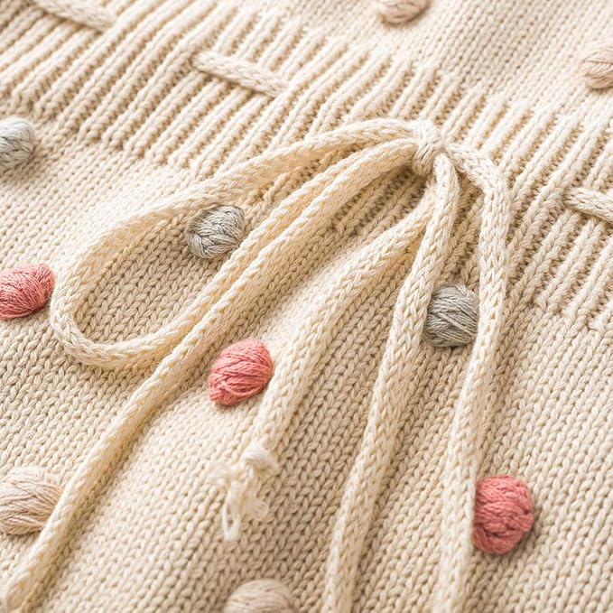 Simplee kids Baby Girl Knit Romper Fall Sleeveless Pompoms Rompers Newborn Little Girl Overall Jumpsuit Outfits