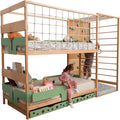 BUSY WOOD Montessori Floor Twin Bed with Rails - Smart Kids Bunk Twin Bedframe with Storage - Gym Complex for Kids - Jungle Gym Bed (Bunkbed+Table+2 Drawers (Full Depth))