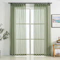 Sage Green Pinch Pleated Sheer Curtains 102 Inch Long, 50 Inches Width, Rustic Linen Look Light Filtering Drapes Decor, Thin Textured Transparent Window Curtain Panels Floor to Ceiling