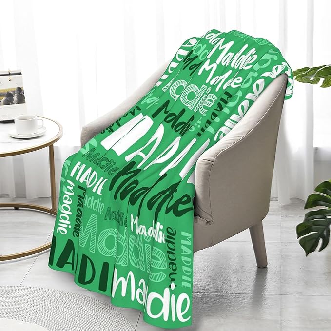 Dr.TOUGH Personalized Blankets with Name Customized Baby Blankets for Girls Boys Adults Monogrammed Blankets and Throws Christmas Birthday Mothers Valentines Day Gift (Medium Sea Green, 40''×50'')