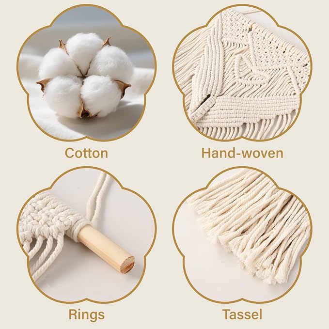 Stuffed Animal Storage, 5Ft Corner Hanging Stuffy Toy Hammock, Large Stuffed Animal Holder Organizer with Hooks, Macrame Plushie Net for Nursery Kids Playroom Bedroom Decoration (Cream)