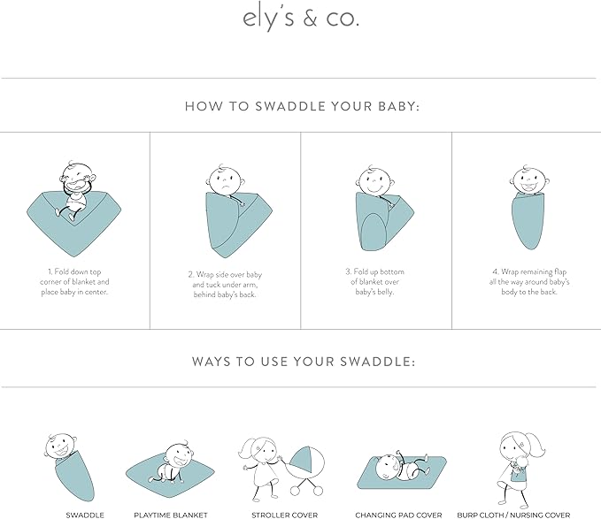 Ely's & Co. Cotton Muslin Swaddle Blanket 2-Pack for Baby Boy — 100% Cotton Muslin Extra-Large Swaddle Blankets (47” x 47”) — Sapphire Blue & Indigo Blue