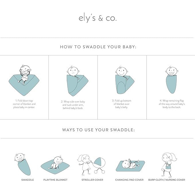 Ely's & Co. Muslin Swaddle Blankets 3-Pack for Baby Boy, 100% Cotton Muslin Extra Large Swaddle Receiving Blankets, 47”x47” (Blue-Ivory Nautical)