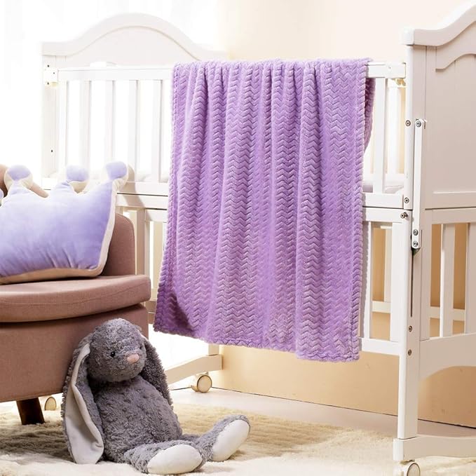 CREVENT 30''X40'' Soft Cozy Warm Baby Blankets for Boys Girls Solid Color - All Season Use - Newborn Essentials (Wave Lanveder)