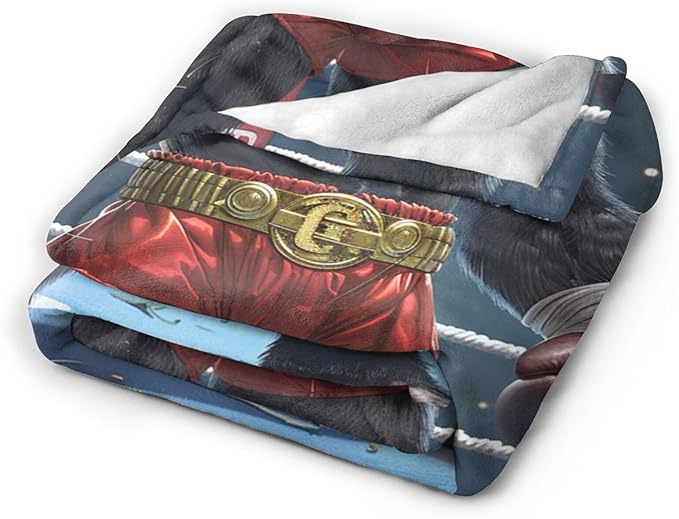Tijuboni Gorilla Boxing Throw Blanket Funny Boxing Gifts for Men Women Boys Girls Kids Adults Soft Flannel Fleece Blanket for Couch Sofa Bed Home Decor 50"x60"