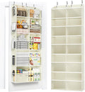 PureSpace 5-Tier Over The Door Organizer with 10 Side Mesh Pockets & Clear Windows, 80 lb Weight Capacity Hanging Storage for Bathroom, Bedroom, Nursery, Kitchen, Organizer Toys (Beige Clear wind)