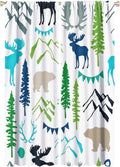 Forest Woodland Curtains, Wild Nature Bear Moose Deer Pine Trees Mountain Cabin Lodge Blackout Rod Pocket Windows Door Curtain for Bedroom Living Room Home Decor 42x63in