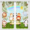 Woodland Kids Curtains Rustic Woodland Wild Animals Watercolor Forest Rainbow Sun Window Draeps for Baby Girls Boys Kids Nursery Bedroom Living Room 2 Panels, 42x54 Inch