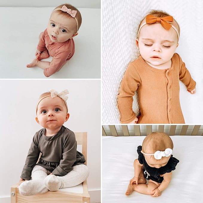 Baby Girl Headbands and Bows, Newborn Infant Toddler Nylon Hairbands Hair Accessories