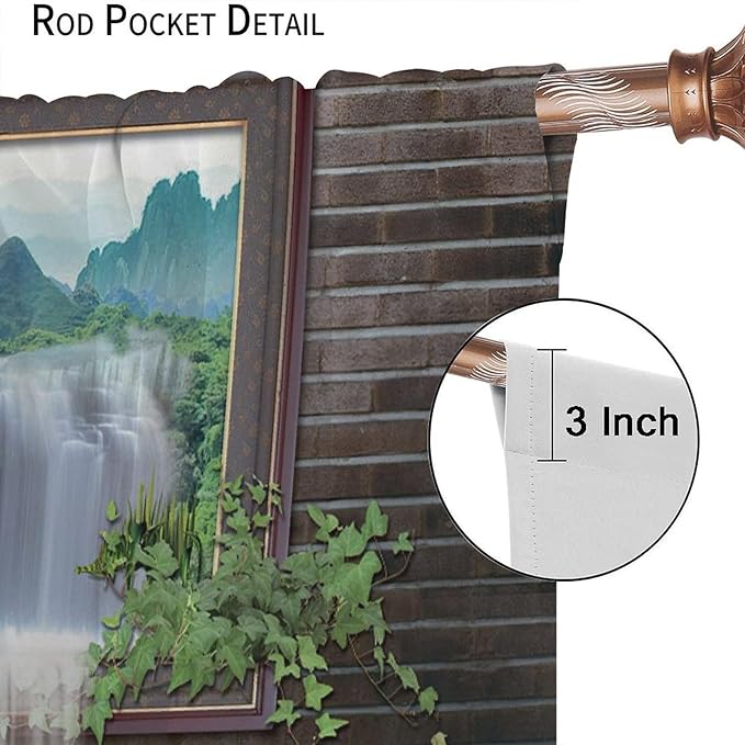 Waterfall Blackout Window Curtains, Tropical Rainforest Jungle Plants Forest Wild Nature Landscape Window Drapes, for Living Room Bedroom 63x63in 2 Panels