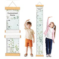 Personalized Name Growth Chart Wall Decor for Kids – Canvas Removable Height Chart Measuring Ruler 59" x 7.9" (Eucalyptus Leaves)