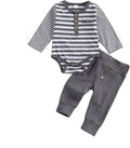 Newborn Baby Boy Girl Clothes Ribbed Knitted Cotton Long Sleeve Romper Long Pants Solid Color Fall Winter Outfits