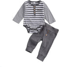 Newborn Baby Boy Girl Clothes Ribbed Knitted Cotton Long Sleeve Romper Long Pants Solid Color Fall Winter Outfits