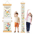 Personalized Name Growth Chart Wall Decor for Kids – Canvas Removable Height Chart Measuring Ruler 59" x 7.9" (Flower Birds)