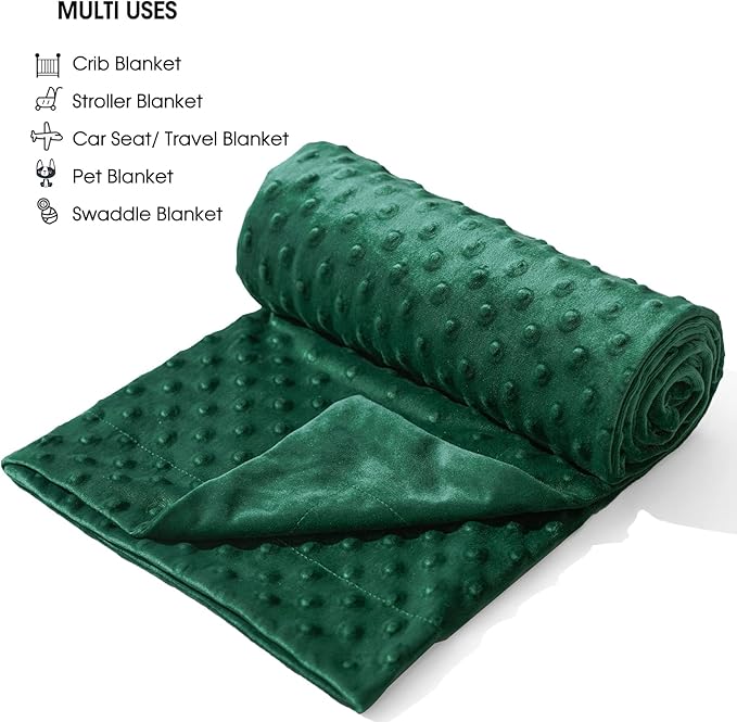 david's kids Micro Fleece Minky Baby Blanket for Boys Girls with Double Layer and Soothing Raised Dots, Breathable and Soft Lightweight Receiving Blanket for Newborns 30x40 Inches, Emerald Green