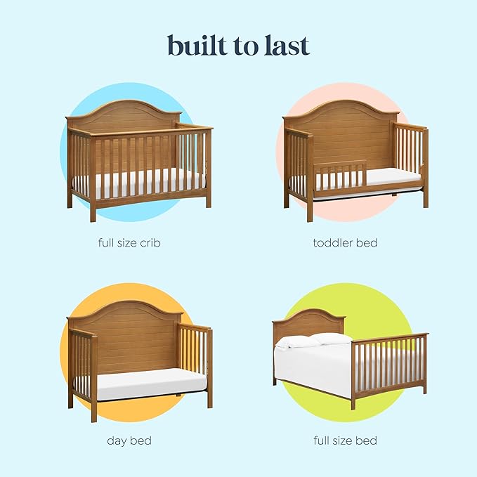 Carter's by DaVinci Nolan 4-in-1 Baby Crib - Convertible to Toddler Bed, Daybed, Full-Size Bed - GREENGUARD Gold Certified - 4 Adjustable Mattress Heights - Conversion Kit Sold Separately - Chestnut