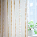 Deeprove Gold Yellow Boho Curtains 84 inches Long for Bedroom, Vintage Bohemian Embroidery Farmhouse Cotton Striped Linen Country Tassel Window Treatments Fall Thanksgiving Decor, W52 x L84, 1 Panel