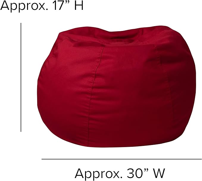 EMMA + OLIVER Small Solid Red Bean Bag Chair for Kids and Teens