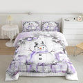 Feelyou Merry Christmas Bedding Set Soft for Boys Girls, Cute Snowman Comforter Set Toddler Size Duvet Quilt Microfiber Snowflake Bedroom Decor 2 Pcs with 1 Pillow Cases