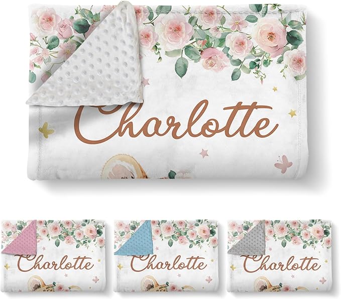 Custom Baby Crib Bedding Set, 3 Pcs Personalized Nursery Bedding Set with Name, Soft Baby Bedding Crib Sets with Blanket - Toddler Crib Sets for Girls Boys, Infant Newborn Gifts, Pink Leopard
