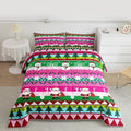 Feelyou Merry Christmas Tree Kids Comforter Set Queen Size Cute Snowman Bedding Set Santa Claus Duvet Quilt for Kids Boys Girls Bedroom Cartoon Bowknot Decor Microfiber Ultra Soft Breathable