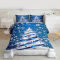 Feelyou Merry Christmas Kids Comforter Set Twin Size Christmas Tree Bedding Set Snowflake Duvet Quilt for Kids Boys Girls Bedroom Winter Decor Microfiber Ultra Soft Breathable