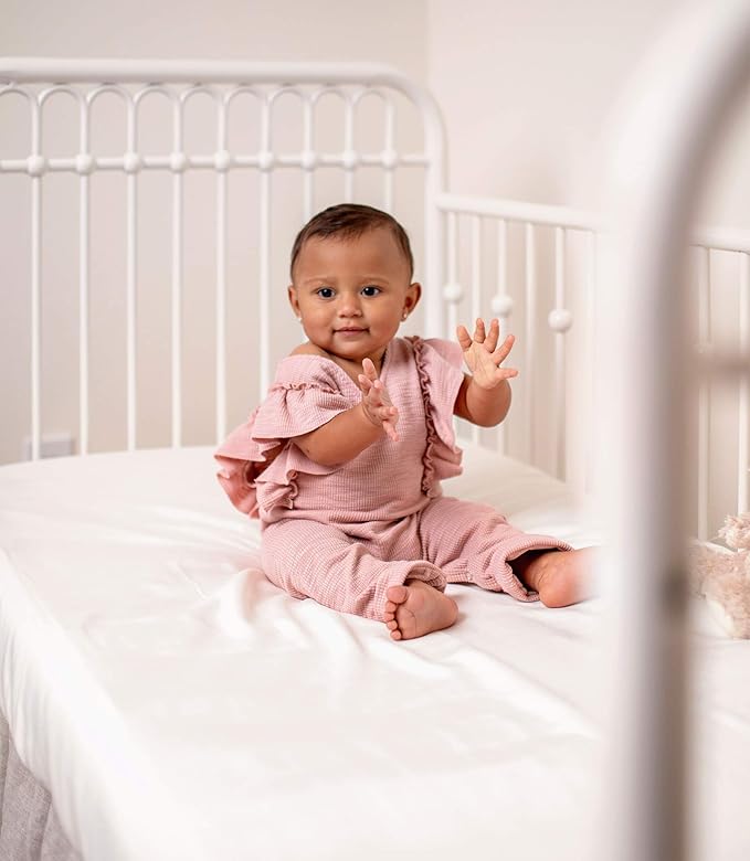 Crib Fitted Sheet by Pure Bamboo, Genuine 100% Organic Viscose Derived from Bamboo, Luxuriously Soft, Ultimate Cooling, Fits Standard Size Crib Mattress (Sterling Blue)