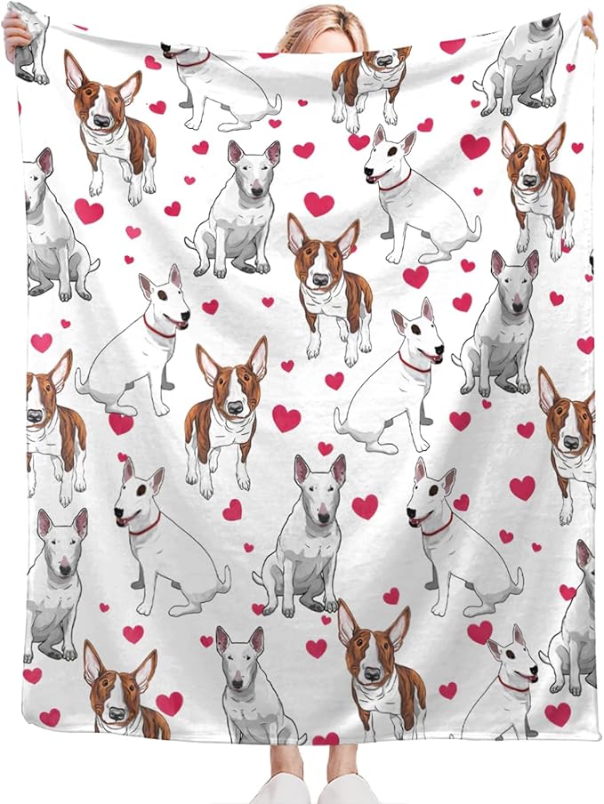 Tijuboni Bull Terrier Throw Blanket Dog Gifts for Girls Boys Women Men Kids Adults Soft Flannel Fleece Blanket for Couch Sofa Bed Home Decor 40"x50"