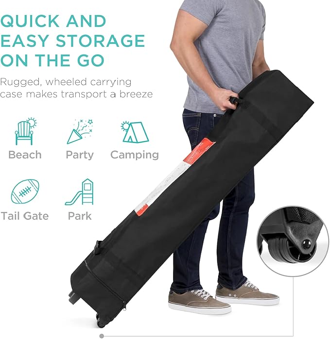Best Choice Products 12x12ft 1-Person Setup Pop Up Canopy Tent Instant Portable Shelter w/ 1-Button Push, Case, 4 Weight Bags - Burgundy