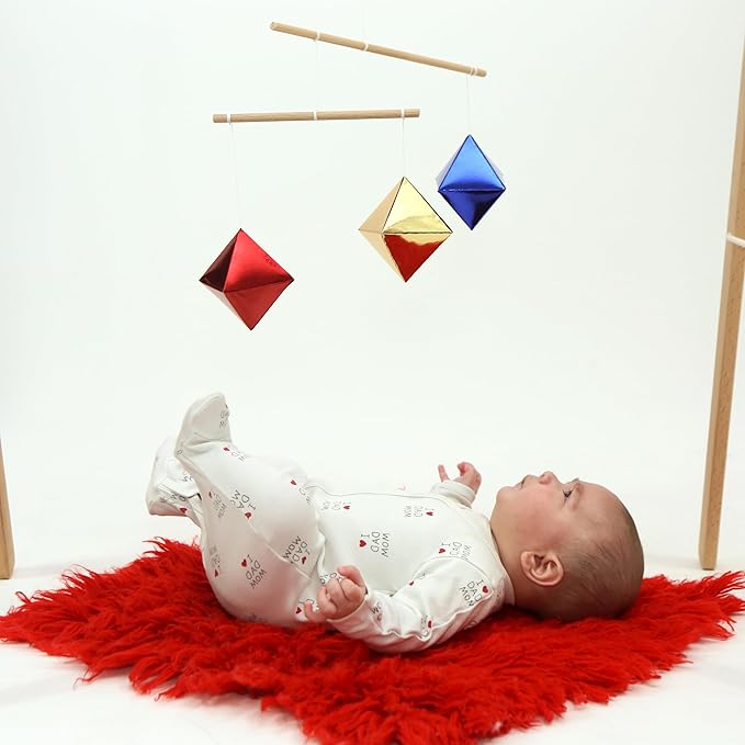 Montessori Baby Mobile – 5-Piece Handmade Set (Munari, Gobbi, Dancer, Octahedron, Rainbow) | Nursery Décor for Newborn Visual Stimulation
