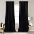 StangH Black Blackout Velvet Curtains for Sliding Door, Extra Wide Thermal Insulated Privacy Drapes Back Tab Heavy Window Panels for Home Theater Studio, W62 x L96, 2 Panels