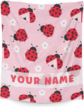 Personalized Ladybug Gifts for Women - 60 x 80 Inches Cute Lady Bug Blanket for Girls - Pink Fuzzy Soft Decor for Bed, Living Room