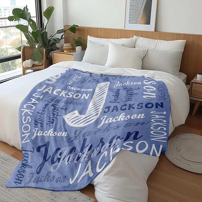 Ships Next Day, Personalized Blanket for Teen Boys Girls, Custom Blanket with Name Customized Flannel Throw Christmas Birthday Blanket Gifts for Kids or Adult