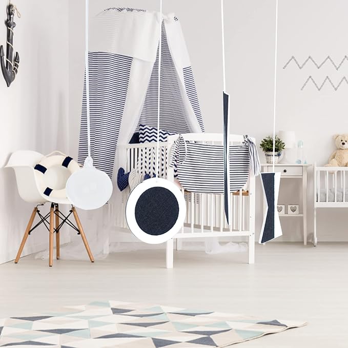 Montessori Munari Mobile Visual Mobiles Black White Felt Handmade Shape and Color Recognition