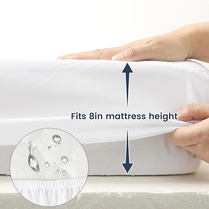 david's kids 2 Pack 52''x28'' Waterproof Crib Mattress Protector Pad Cover Stretch up to 8", Fitted Standard Crib and Toddler Mattresses, Ultra Soft and Breathable for Boys Girls Neutral, White
